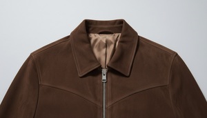 Authentic <b>Suede</b> Leather Puffer <b>Jacket</b> Professional Grade Soft Touch Split Leather Coat Modern Tailored Fit Casual Wear Stand - Product Image 3