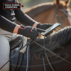 Gants d'équitation d'hiver respirants, compatibles écran tactile, antidérapants, en cuir, doublés polaire chaud - Product Image 5