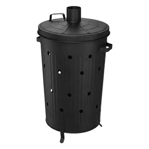 Produit phare : Incinérateur de jardin en acier noir, brûleur de déchets extérieur pour feuilles, bois, ordures, papier, foyer avec couvercle et support de base - Product Image 3
