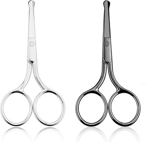 Ciseaux professionnels pour poils du nez en acier inoxydable, pointe arrondie de précision, outil de beauté pour la coupe des poils du visage - Product Image 1