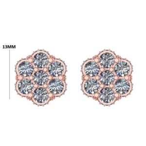 Pendientes de Plata de Ley 925 con Racimo de Flores y Moissanita, Joyería Floral con Incrustaciones de Diamantes - Product Image 1