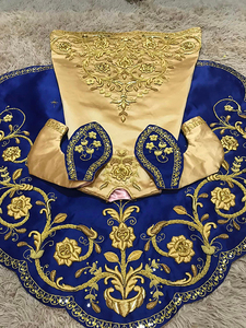 Vestido de Noche Azul con Bordado Dorado de Lujo para Mujer, Elegante Vestido Largo Formal, Servicio OEM de Marca Personalizada - Product Image 3