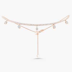 Diamond <b>Choker</b> Necklace Custom Dangle Pear Round Baguette Lab Grown Prong Set Adjustable Layering Lobster Clasp 14K Solid Gold - Product Image 5