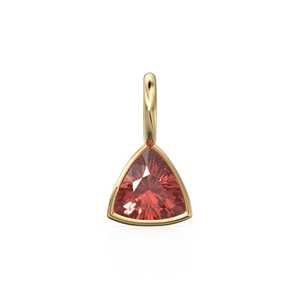 Pendentif en or jaune massif 14 carats avec grenat pyropé 5 mm, monture pour bijoux / Pierre de naissance de janvier / Pierre précieuse rouge taille trillion - Product Image 1