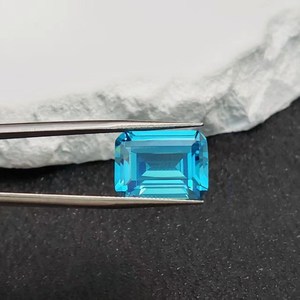 Aigue-marine naturelle rectangulaire facettée taille émeraude, matière brute certifiée GIA, bleu ciel rare classique 50mm, vente en gros C43A - Product Image 3