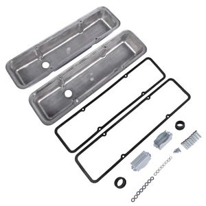 Coperchi Valvole Corti Retrò 1958-1986 in Alluminio Lucidato Alettato per Valvole di Aspirazione e Scarico e Tappi Valvole SBC Chevy 350 e 400 - Product Image 2
