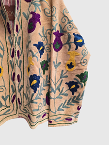 Veste en velours brodée à manches longues et col mandarin, grande taille, motif floral, pour femme, collection automne - Product Image 4