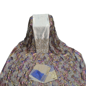 Tissu blanc de luxe Fransawi Dirac 100% polyester, lourd, brodé de motifs floraux et de sequins, élégant, pour mariage africain et tenues de soirée - Product Image 2