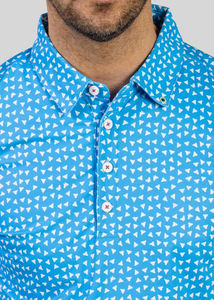 Chemise de golf pour homme à motif géométrique, col montant, coupe classique, en tissu tricoté décontracté, séchage rapide, polyester - Product Image 3