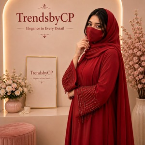 Robe Abaya élégante et modeste pour femmes |   Robe de soirée simple en organza brodée naturelle |   Manches de luxe ornées en gros - Product Image 6