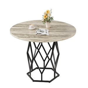 Modern Marble Top Dining <b>Table</b> With Black Metal Base Metal 4 Seater Dining <b>Table</b> For Home & Restaurant Used - Product Image 1