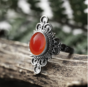 Carnelian Gemstone <b>Ring</b> Handmade Boho Jewelry Natural Orange Stone <b>Statement</b> <b>Ring</b> Gift for Her - Product Image 4