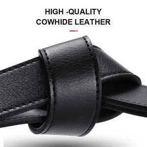 Cinturón Formal de Cuero Genuino Negro, Hebilla de Acero Rectangular, Moldeado en una Sola Pieza, Cinturón Duradero para Hombre de 1 3/8 Pulgadas de Ancho - Product Image 2