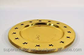 จานชาร์จโลหะสำหรับเสิร์ฟอาหารดีไซน์ใหม่ล่าสุดพร้อมขอบอุปกรณ์รับประทานอาหารแผ่นโลหะสำหรับชาร์จสีทอง - Product Image 5