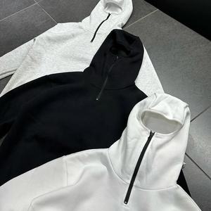 Sudadera con capucha y media cremallera V2 Ninja para hombre, de felpa francesa lisa, transpirable e integrada, con cremallera completa y diseño de pasamontañas. - Product Image 1