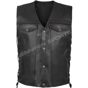 Chaleco de Motocicleta de Diseño Nuevo, Aprobado por la CE, Transpirable, de Cuero Genuino, Sin Mangas, para Motociclistas, Ropa de Club para Motociclistas - Product Image 1