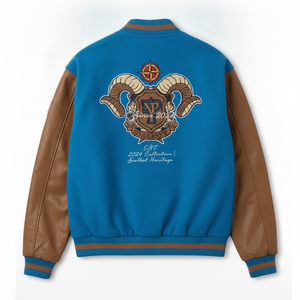 Veste de sport en PU bleu pour homme avec design brodé Sialkot 2024 et col rabattu, vêtement décontracté pour l'automne - Product Image 3