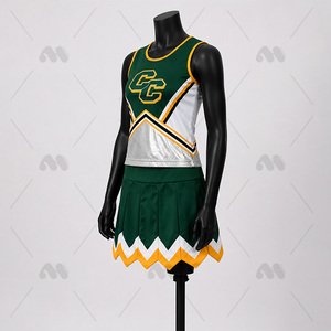 Uniforme de cheerleading personnalisé pour adolescents, robe sans manches en polyester avec jupe plissée, tenue de performance d'équipe - Product Image 4