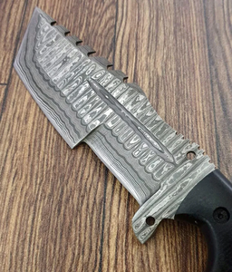 Cuchillo de Caza de Hoja Fija de Acero de Damasco, Punta Caída, Borde Dentado, Mango Ergonómico, Grado Industrial, OEM ODM, Venta al por Mayor - Product Image 3