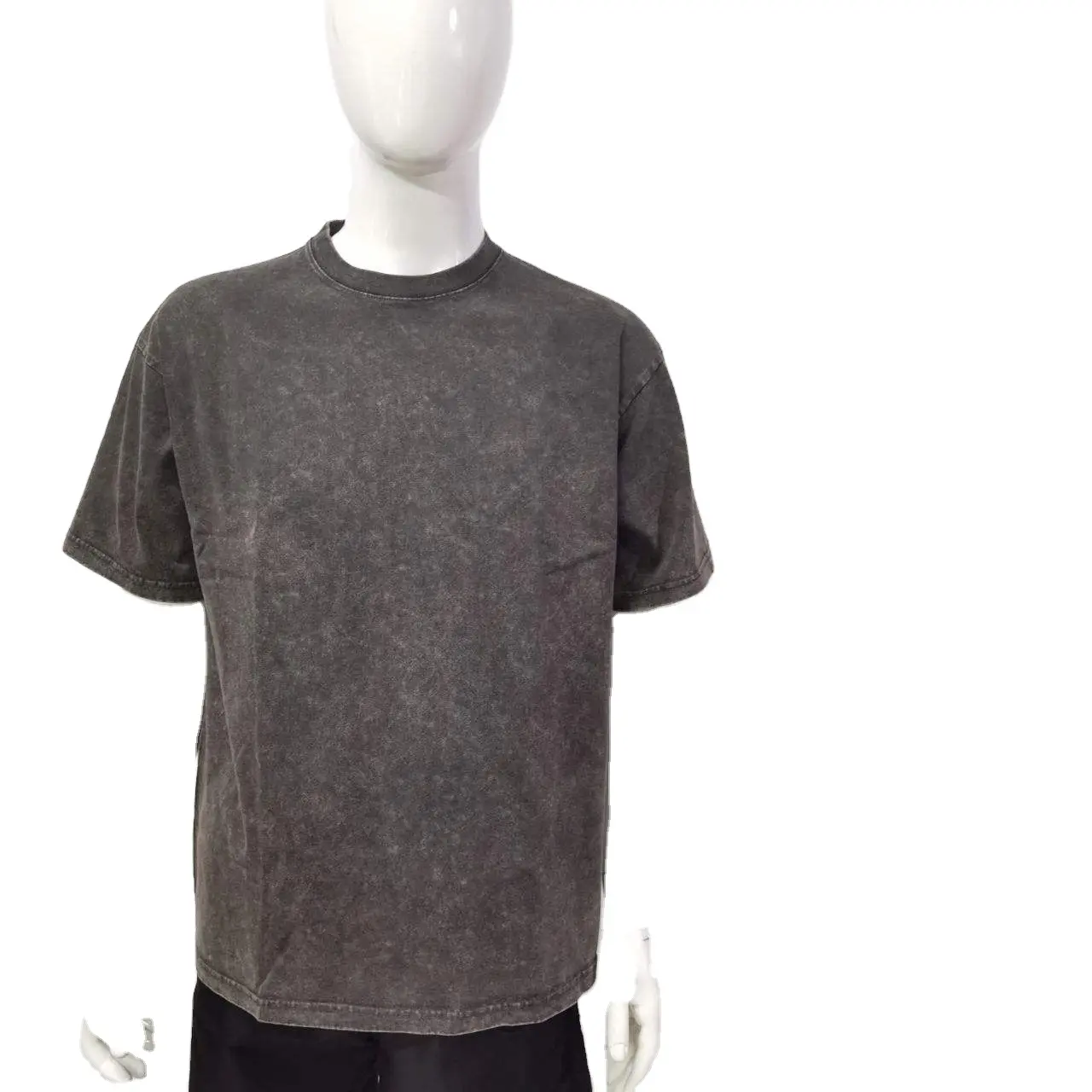 Camisetas personalizadas de aspecto vintage con lavado ácido OEM para hombres y mujeres camisas de manga corta con cuello redondo y hombros caídos de gran tamaño unisex