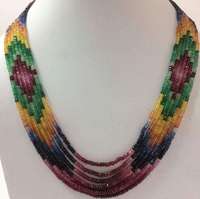 Chaîne de perles rondes en saphir naturel multicolore de 3 mm, qualité AAA certifiée IGI, pour la création de bijoux tendance en gros