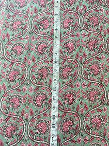 ผ้าคอตตอนพิมพ์ลายดอกไม้สีชมพูลายดอกไม้สีเขียวรูปปลาแซลมอนสีเขียวกลางชาสำหรับผู้หญิง - Product Image 6