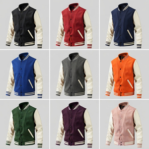Chaqueta Varsity Personalizada al por Mayor para Hombre, Cuerpo de Lana, Mangas de Cuero PU, Chaqueta de Béisbol Letterman, Botones a Presión, Ribete Acanalado, Color Mostaza - Product Image 5