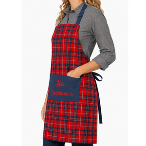 Delantal Elegante de la Mejor Calidad con Diseño de Bordado a Cuadros, Delantales de Cocina 100% Algodón para Cocinar - Product Image 3