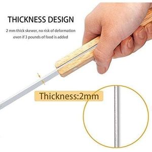 8-Piece Heavy-Duty Stainless Steel Flat Metal Skewers Wooden Handles 23\" X 5/8\" BBQ <b>Camping</b> Grills Set Camouflage Carry Bag - Product Image 4