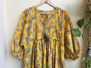 Vestido Maxi Bohemio Floral 100% Algodón, Estampado a Mano, Estilo Étnico Indio, Casual, Precio de Fábrica, Gran Venta 2026 - Product Image 5