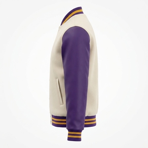 Chaquetas Letterman de Alta Calidad para Hombre, Chaqueta de Mezcla de Lana con Mangas de Cuero, Impresión Personalizada, Venta al Por Mayor, Primavera - Product Image 3