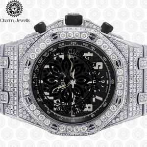 Reloj de Lujo para Hombre Charm_Jewells, Acero Inoxidable, Esfera Analógica de 40 mm, Bisel con Diamantes, Cronógrafo, Movimiento Mecánico, Resistente al Agua 10 Bar - Product Image 4