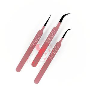 Pinzas de extensión de pestañas de fibra a granel desnuda puntas negras personalizadas herramienta de belleza de acero inoxidable sostenible Etiqueta Privada para pestañas - Product Image 6