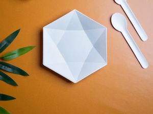 Plato desechable hexagonal de 6 pulgadas para postres, repostería y comida para llevar - Product Image 3