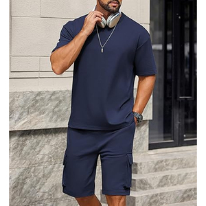 Men 2 Piece Outfit Manufacturer 220 GSM Cotton T Shirt Cargo Shorts Oversized Summer OEM ODM Bulk Wholesale - Product Image 4