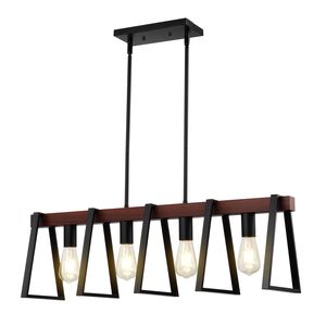 Lampada a Sospensione Moderna a 4 Luci Regolabili da 60W per Isola Cucina, Lampadario Industriale da 6x12FT per Sala da Pranzo con Aste da 6FT - Product Image 4