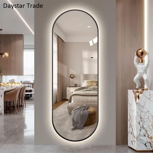 Miroir mural en verre à LED rétroéclairé de forme irrégulière moderne avec interrupteur tactile pour chambre à coucher, salon, décoration de maison de luxe - Product Image 1