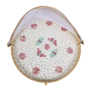Tapa Redonda Plegable Hecha a Mano para Alimentos, Ecológica, con Marco de Bambú, Incrustaciones de MDF, Diseño de Mariposas y Flores, Malla Decorativa para Cocina y Hogar - Product Image 6