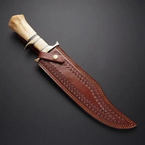 Cuchillo Bowie de Acero de Damasco Forjado a Mano con Mango de Hueso y Funda de Cuero, Cuchillo de Caza Personalizado para Compradores Mayoristas en EE. UU. - Product Image 2