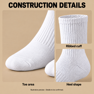 Custom <b>Sports</b> Compression <b>Socks</b> <b>White</b> Cotton Breathable Sweat-Absorbent with Logo on Cuff for Basketball Adults Autumn - Product Image 6