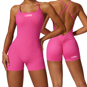 Custom Women Sport <b>Jumpsuit</b> Spaghetti Strap Solid Color Quick Dry Breathable Yoga Fitness Wear ODM OEM Service Wholesale - Product Image 4