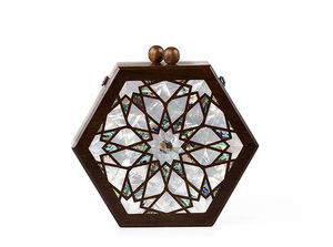NobleOpal Wooden Evening Purse Luxury Handmade Mother of Pearl Inlay Clutch with Smooth Polished Finish for <b>Brides</b> & <b>Wedding</b> - Product Image 3