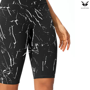 High-Waisted Yoga Shorts Marble Print Compression Workout, Quick-Dry Stretchy Tummy Control Fitness Wear Ladies Shorts - Product Image 2