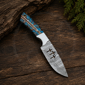 Hunting Tool Fixed Blade Damascus Steel Twist Pattern Industrial Grade Hunting <b>Knife</b> Pine Cone <b>Handle</b> Cowboy Camping <b>Knife</b> - Product Image 3