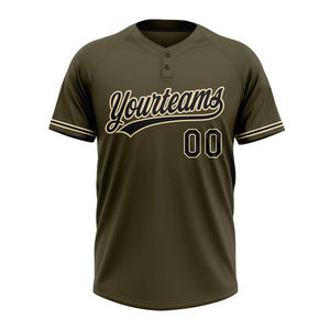Maillots de baseball rétro authentiques personnalisés verts, T-shirts de baseball à col ras du cou, vêtements de baseball et de softball avec 2 boutons - Product Image 2