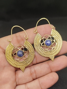 Handmade Brass Lapis Lazuli Gold Plated Lightweight Natural Stone Stud Jewelry Wholesale Supply - Product Image 5
