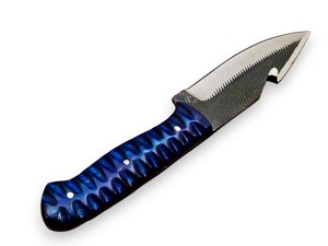 Couteau de chasse Nordic Forge Rasp Steel Gut Hook avec manche en bois Pakka et étui en cuir, personnalisable OEM, lame pleine longueur, poignée texturée - Product Image 4