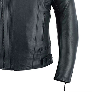 Veste en cuir de moto classique pour homme, style unique, couleur unie, design sportif, style streetwear. - Product Image 6