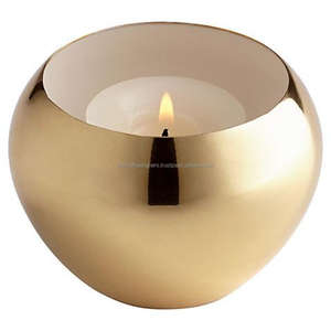 Holiday Christmas Theme Silver Votive Metal Candle <b>Holder</b> Jar Ball Shaped Tableware Accent <b>Tealight</b> Candle Jar & Vessel For Home - Product Image 2