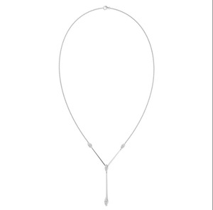 Collier Lariat Minimaliste en Or Blanc avec Diamant Taille Poire Naturel Certifié GIA Couleur D pour Femme – Usage Quotidien - Product Image 4